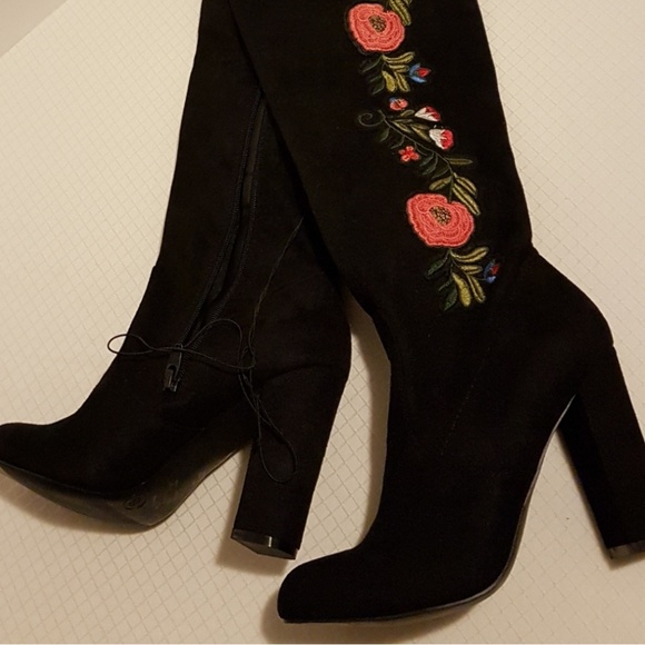 $45 SZ10 NEW Chase & Chloe Embroidered OTKBoots - Picture 5 of 8